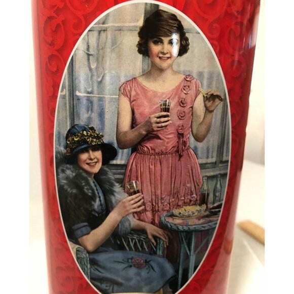 Coca Cola Tin Canister Tall Oval Vintage Container Retro Advertising Coke 11" - Picture 7 of 14
